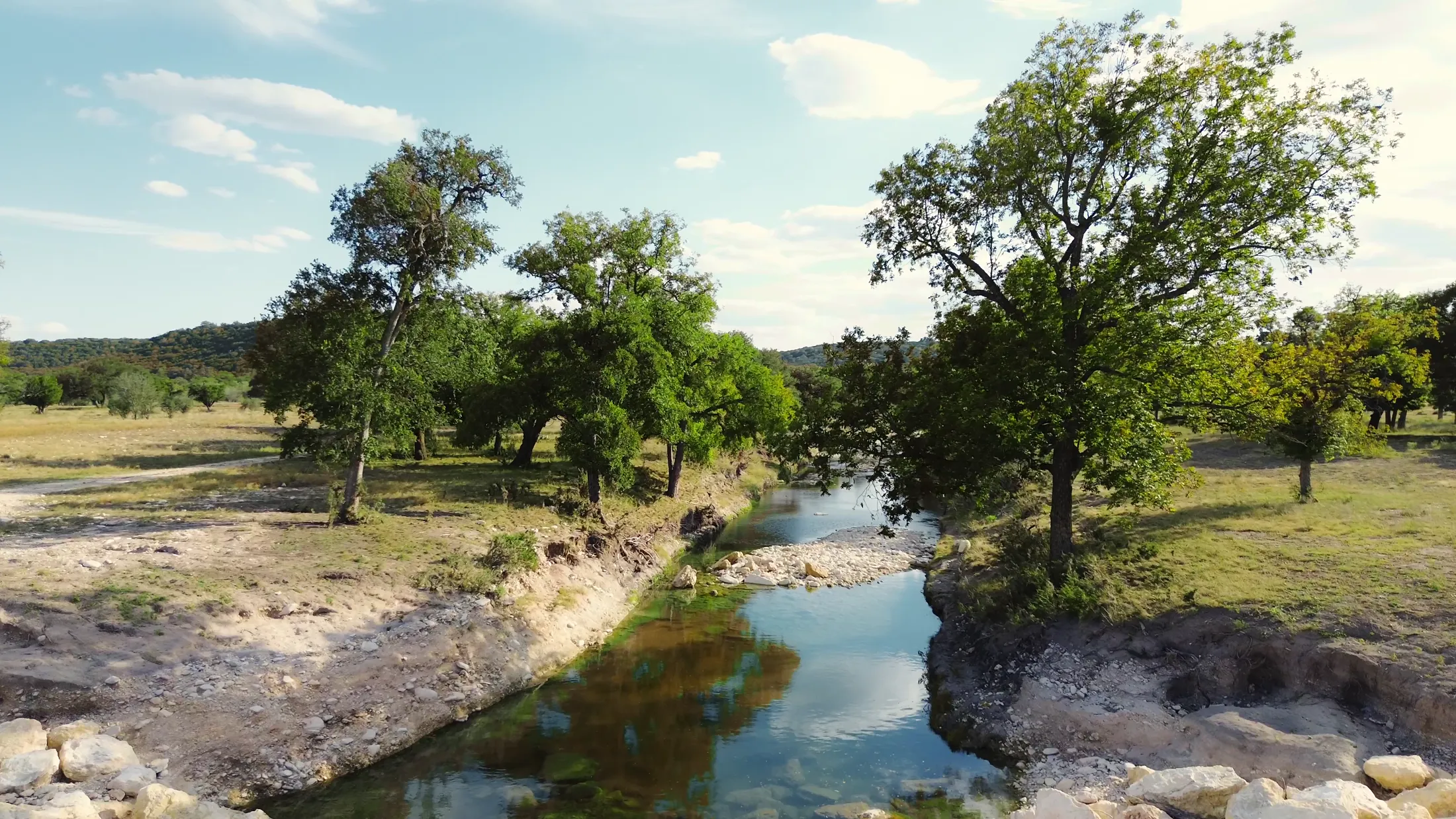 Stock pond under Hill Country bluffs